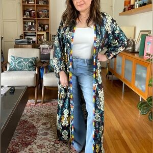 💯 ZARA | Beaded Printed Kimono